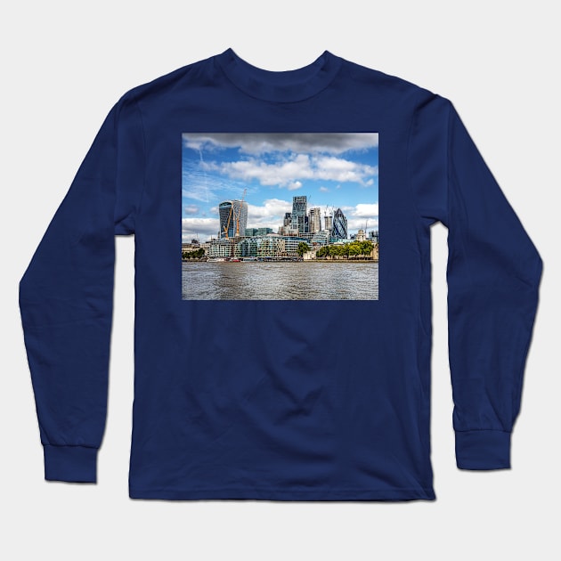 London City, Canary Wharf, London Financial District Long Sleeve T-Shirt by tommysphotos